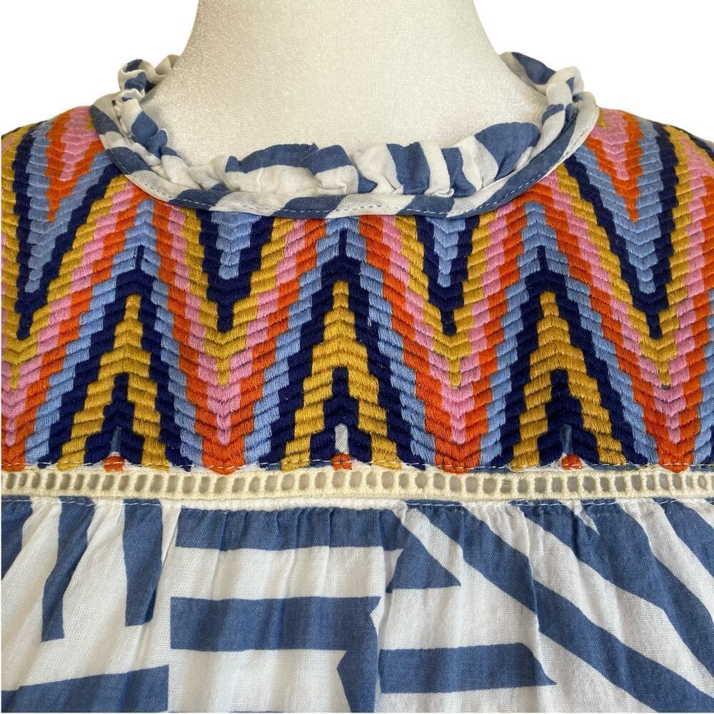 Thml Boho Flutter Sleeve Ruffled Embroidered Top … - image 4